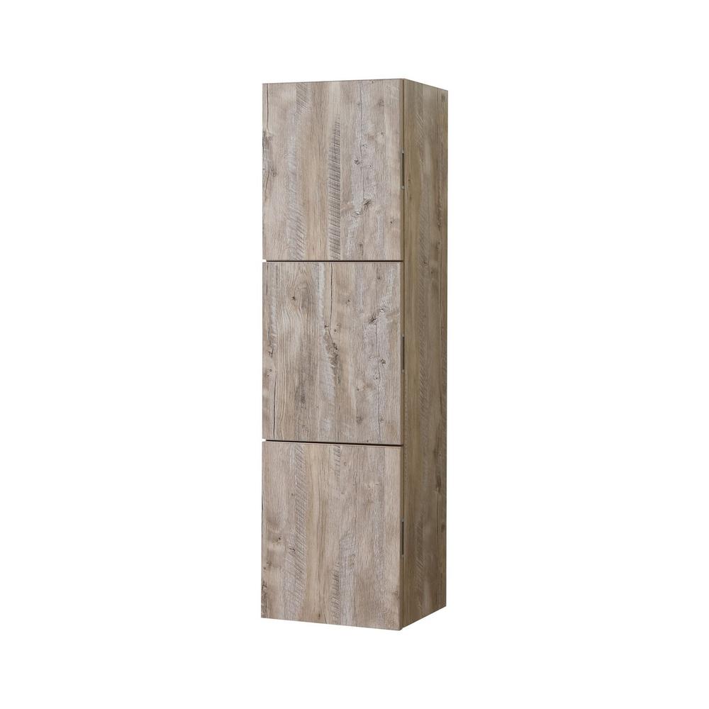 18" Wide by 59" High Linen Side Cabinet With Three Doors in Nature Wood Finish