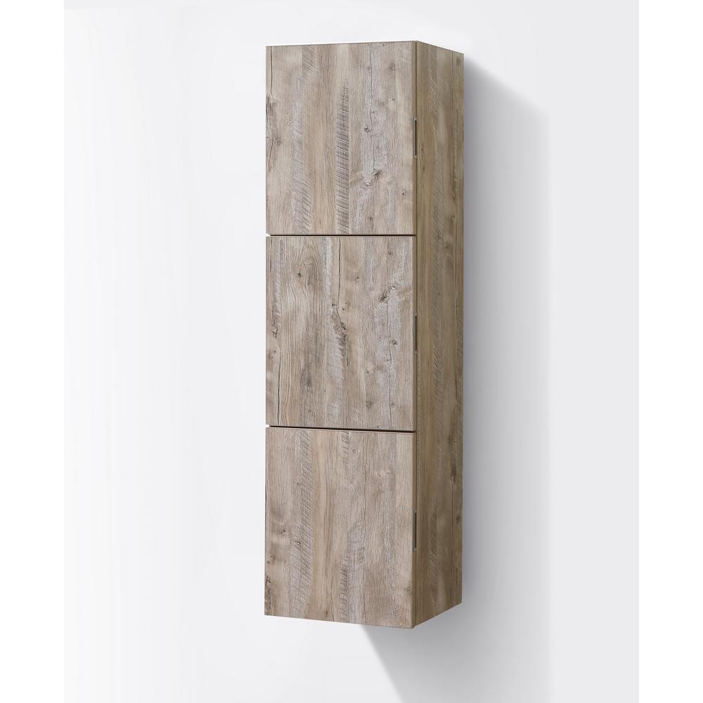 18" Wide by 59" High Linen Side Cabinet With Three Doors in Nature Wood Finish