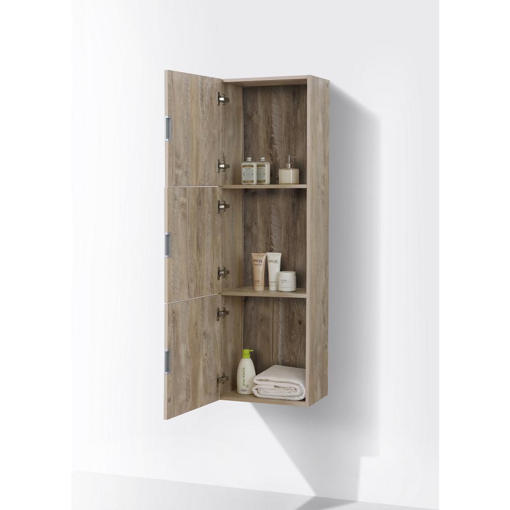 18" Wide by 59" High Linen Side Cabinet With Three Doors in Nature Wood Finish