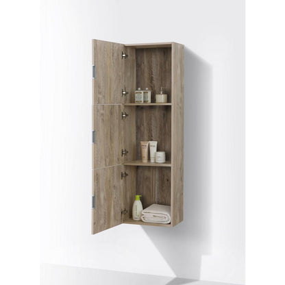 18" Wide by 59" High Linen Side Cabinet With Three Doors in Nature Wood Finish