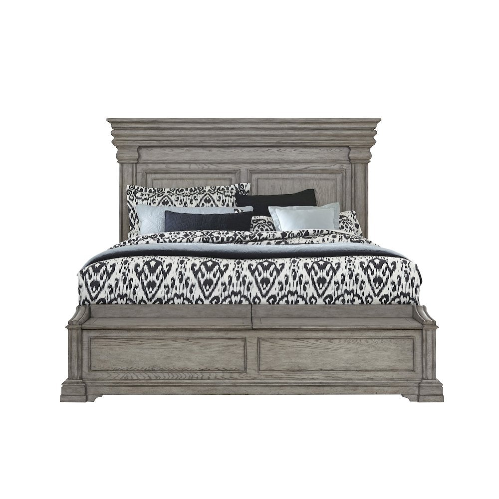 Madison Ridge Queen Panel Bed with Blanket Chest Footboard in Heritage Taupe