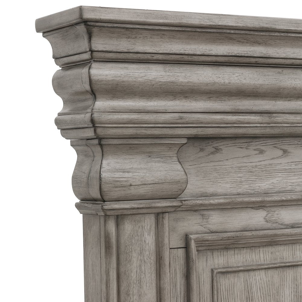 California King Panel Bed with Blanket Chest Footboard in Heritage Taupe