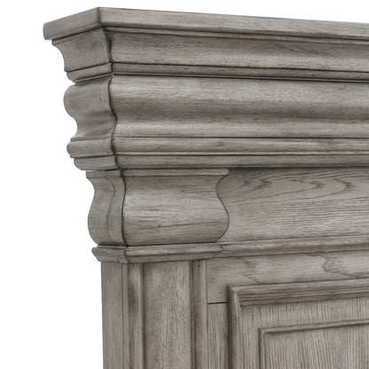 California King Panel Bed with Blanket Chest Footboard in Heritage Taupe