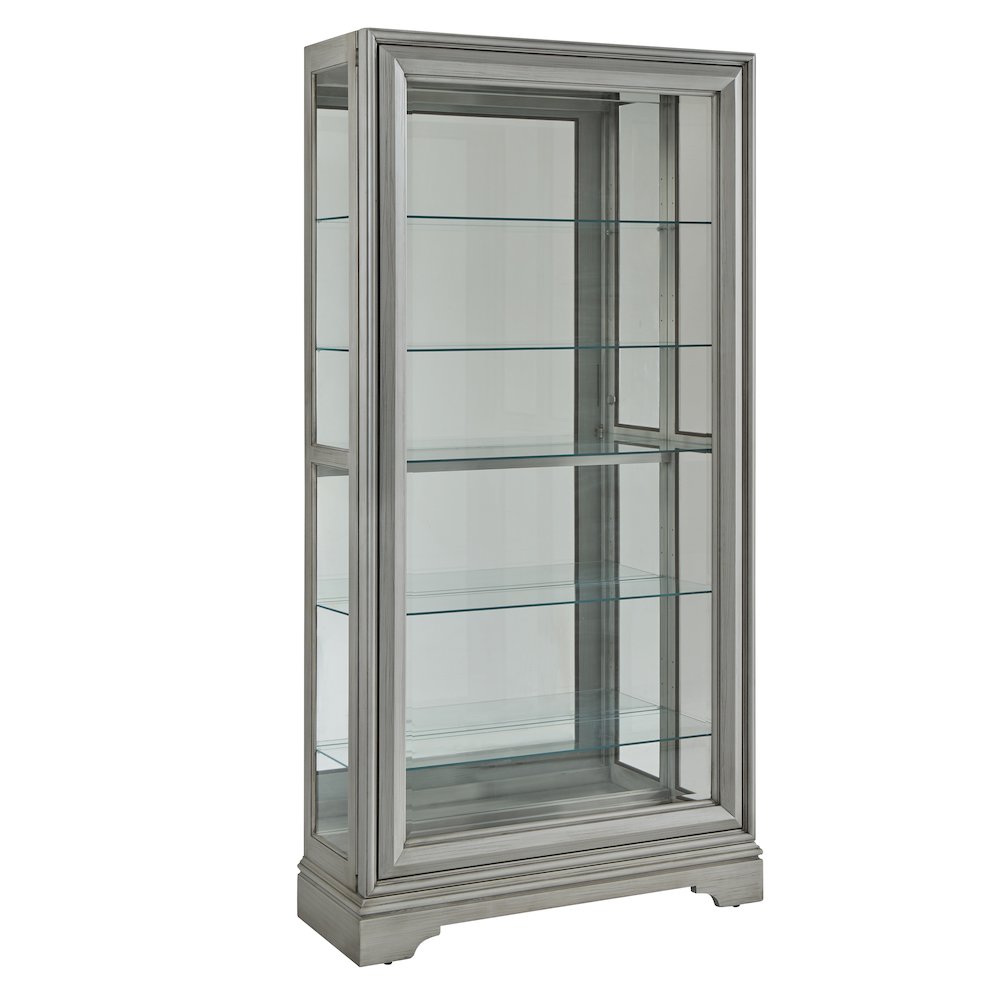 Traditional Sliding Door Curio, Gray Finish