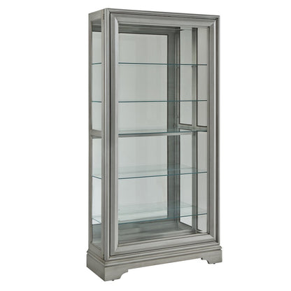 Traditional Sliding Door Curio, Gray Finish
