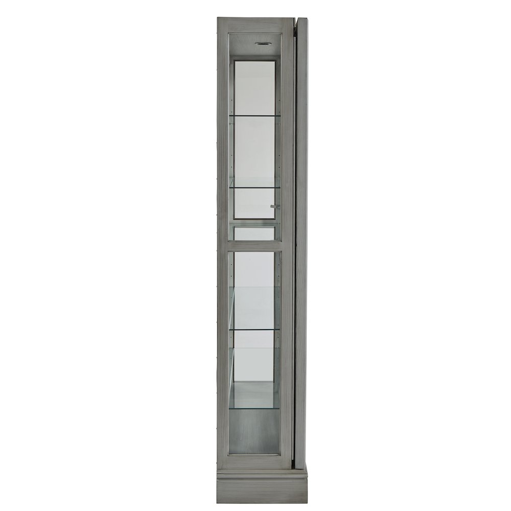 Traditional Sliding Door Curio, Gray Finish
