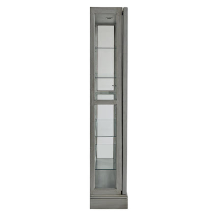 Traditional Sliding Door Curio, Gray Finish