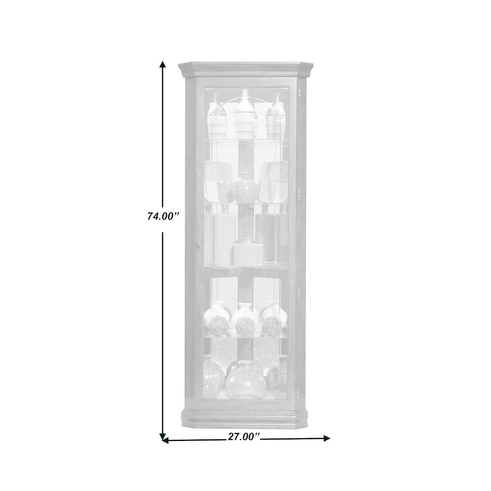 Lighted 4 Shelf Corner Curio Cabinet in Oxford Black