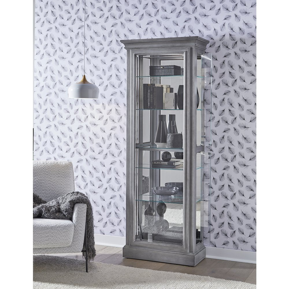 Side Entry Accent Curio, Gray Finish