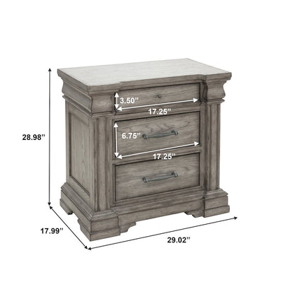 Madison Ridge 3 Drawer Nightstand in Heritage Taupe