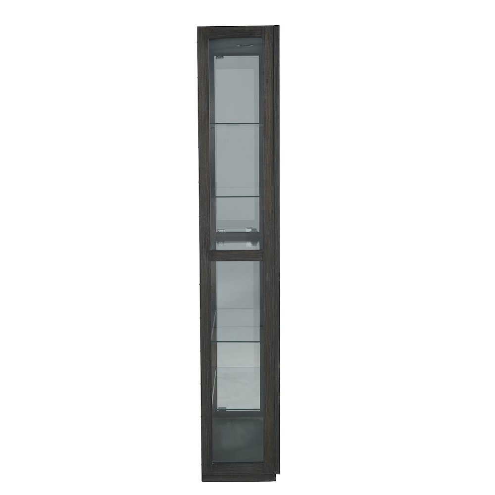 Contemporary Side Entry Curio Cabinet, Dark Wood Finish