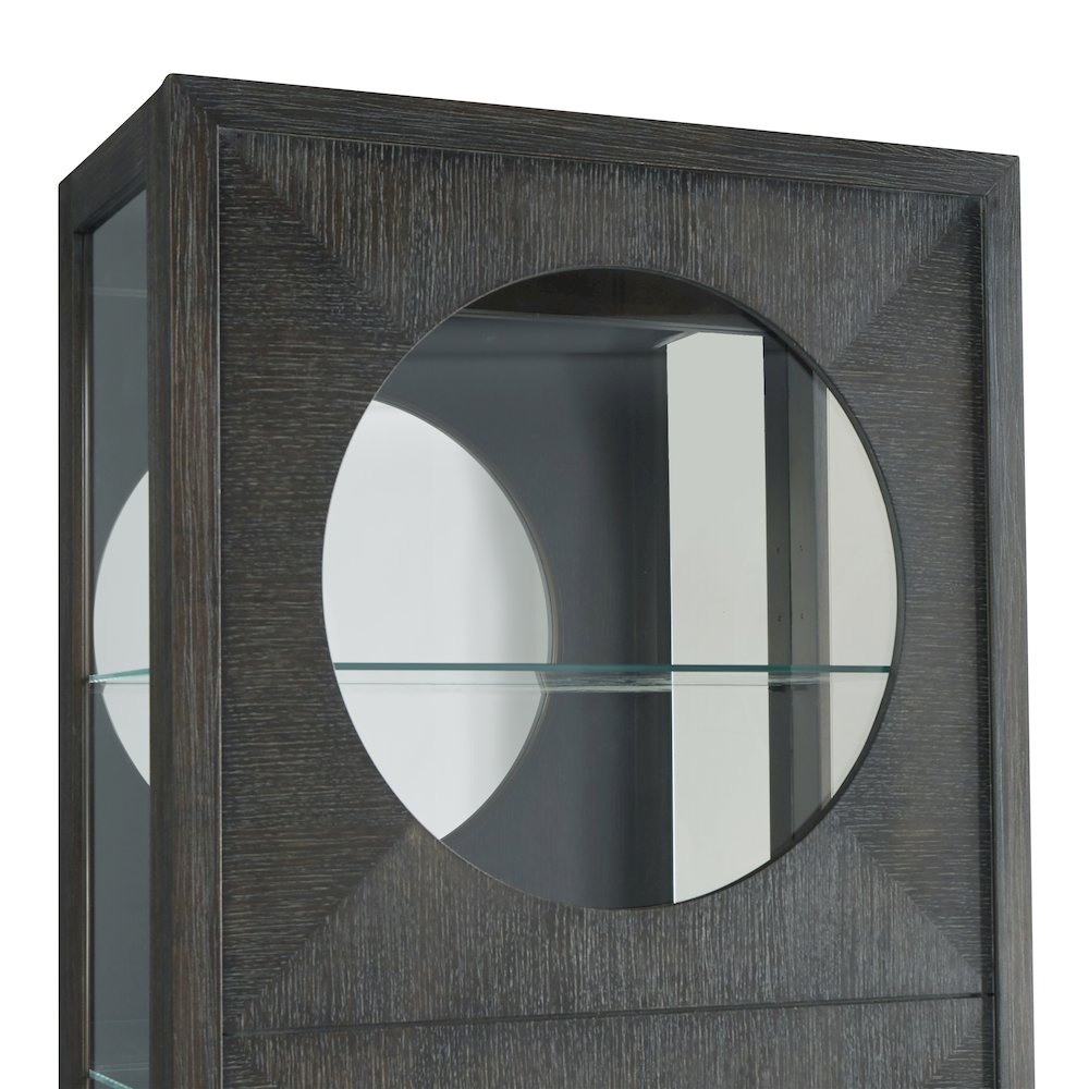 Contemporary Side Entry Curio Cabinet, Dark Wood Finish