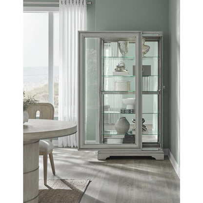 Traditional Sliding Door Curio, Gray Finish