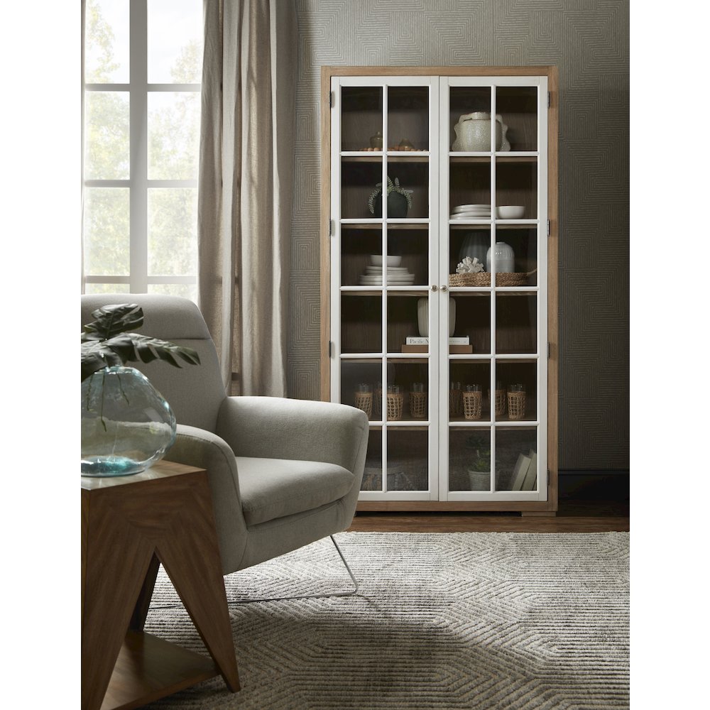 Contemporary 5-Shelf Glass Door Bookcase