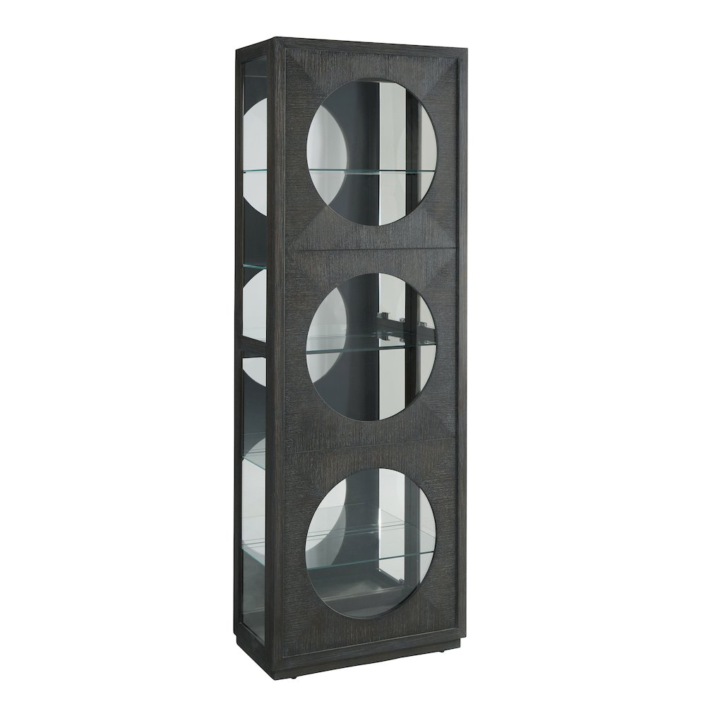 Contemporary Side Entry Curio Cabinet, Dark Wood Finish