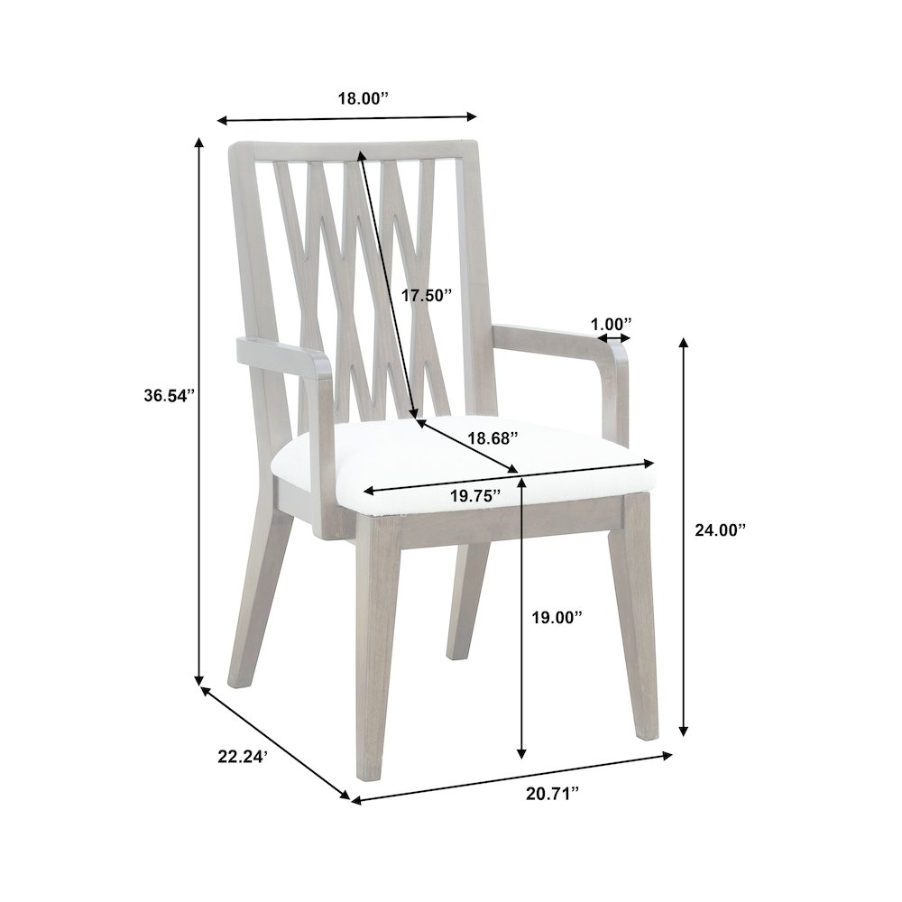 Asher Park Wood Back Arm Chair, Piano Brown Finish
