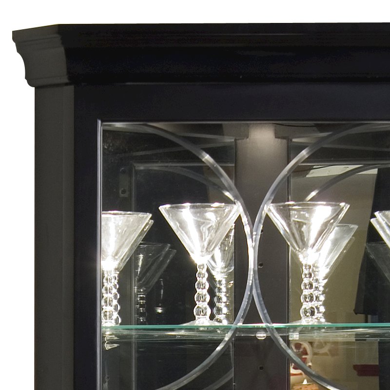 Lighted 4 Shelf Corner Curio Cabinet in Oxford Black