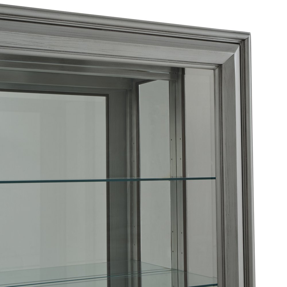 Traditional Sliding Door Curio, Gray Finish