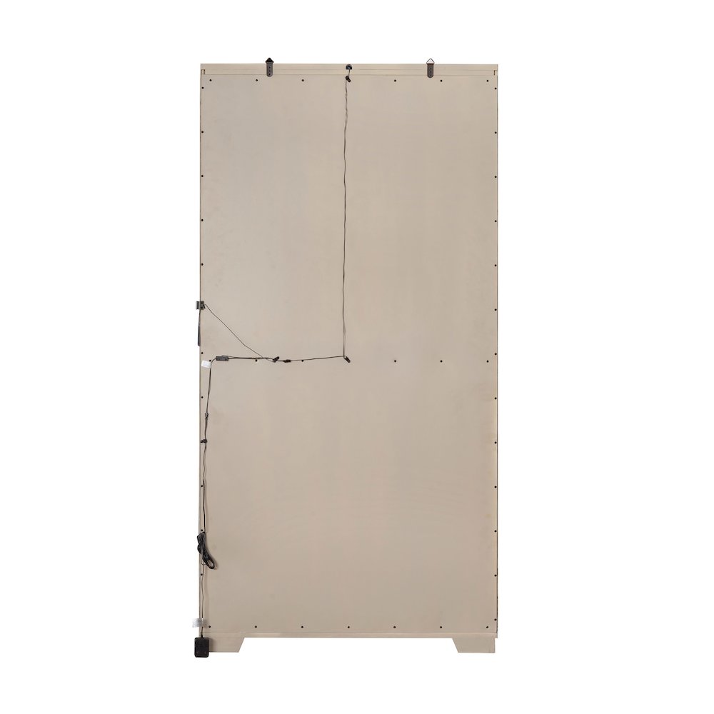 Light Wood Modern 5-Shelf Sliding Door Curio with LED Light
