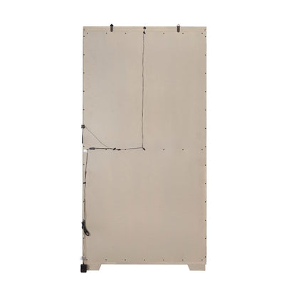 Light Wood Modern 5-Shelf Sliding Door Curio with LED Light