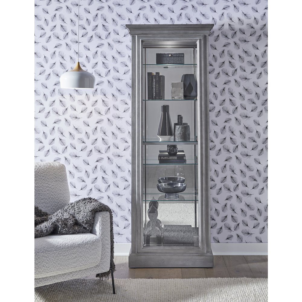 Side Entry Accent Curio, Gray Finish