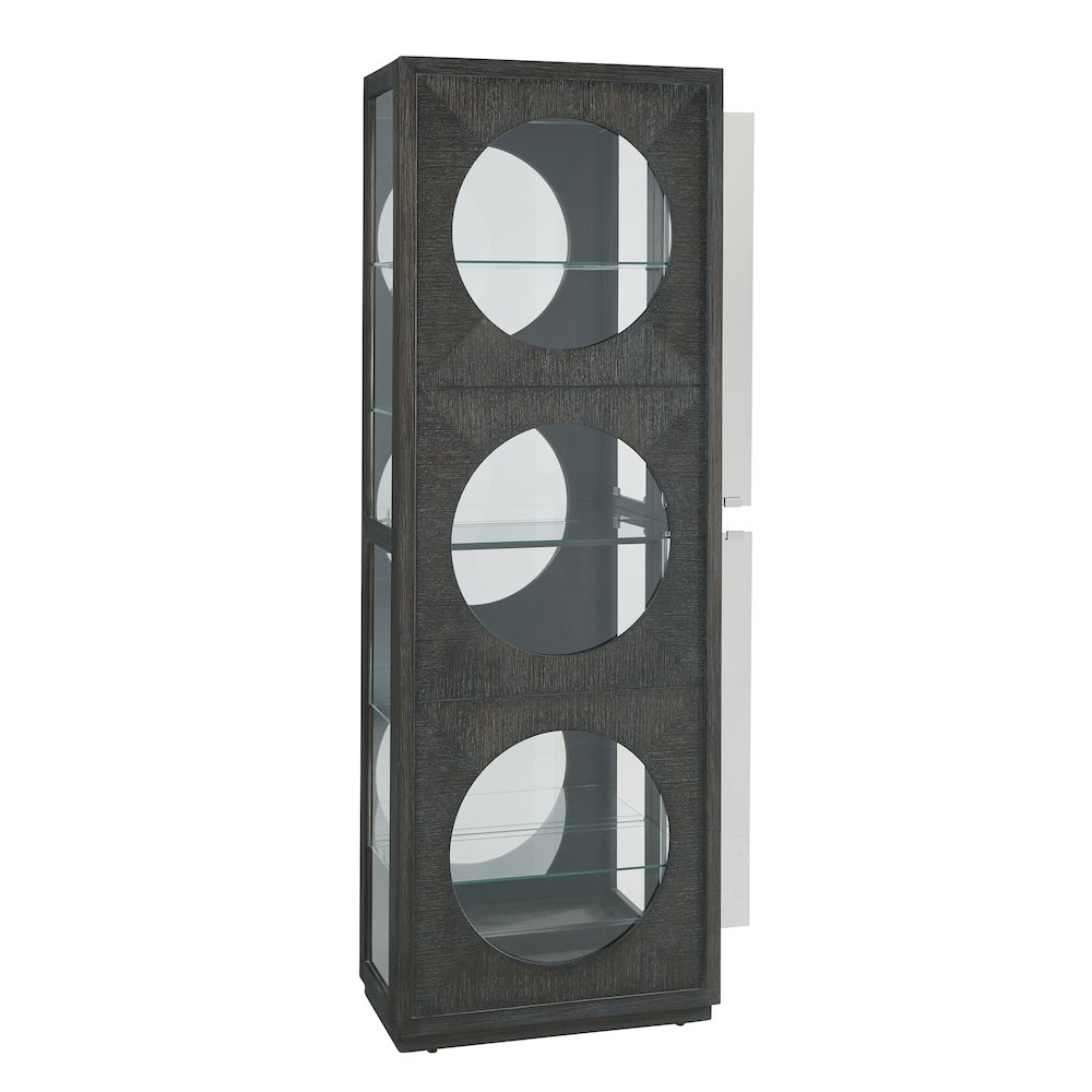 Contemporary Side Entry Curio Cabinet, Dark Wood Finish