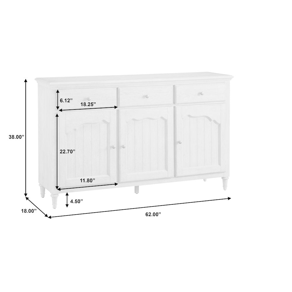 3-Door Credenza with Storage Drawers