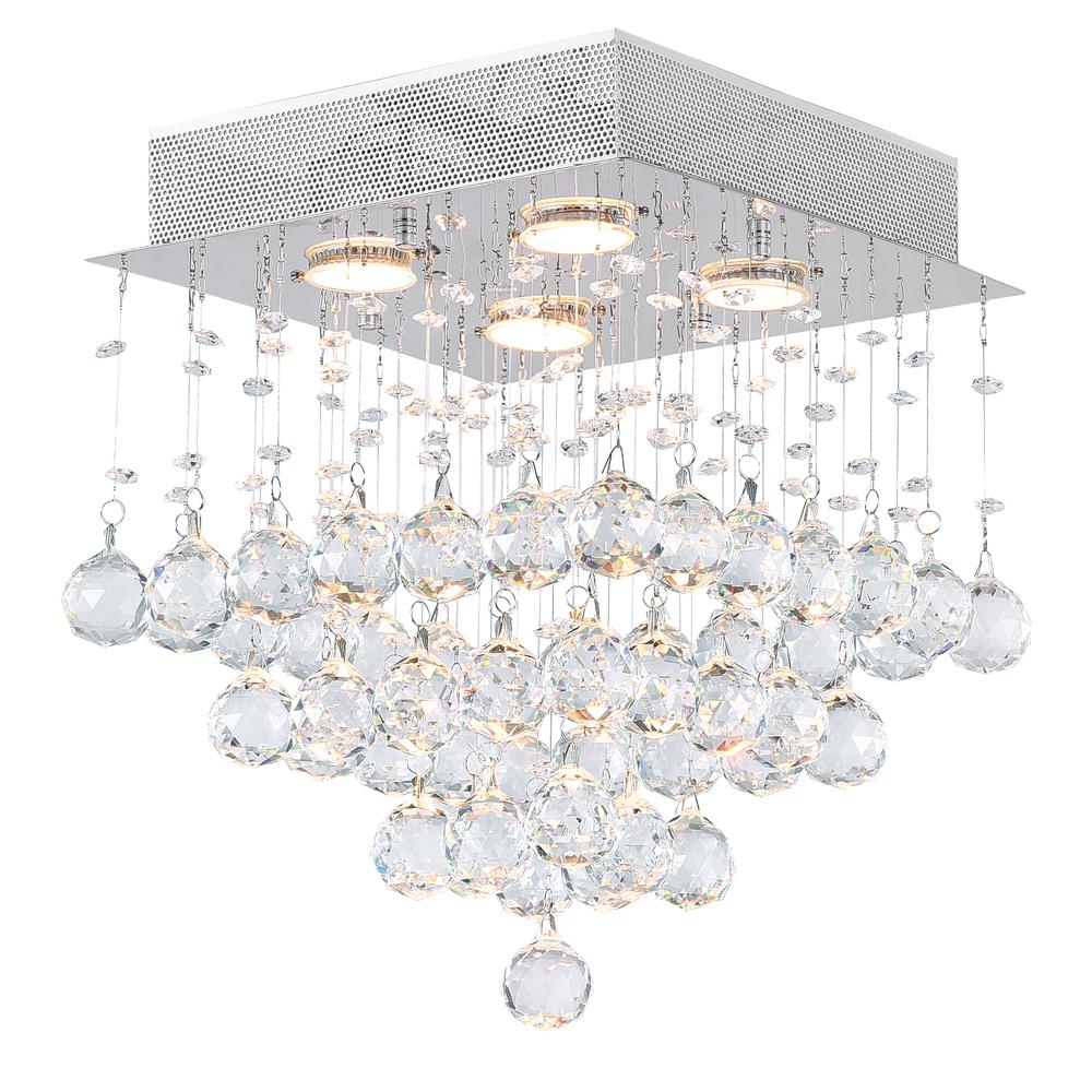 Square 4 Light Chandelier With Chrome Finish