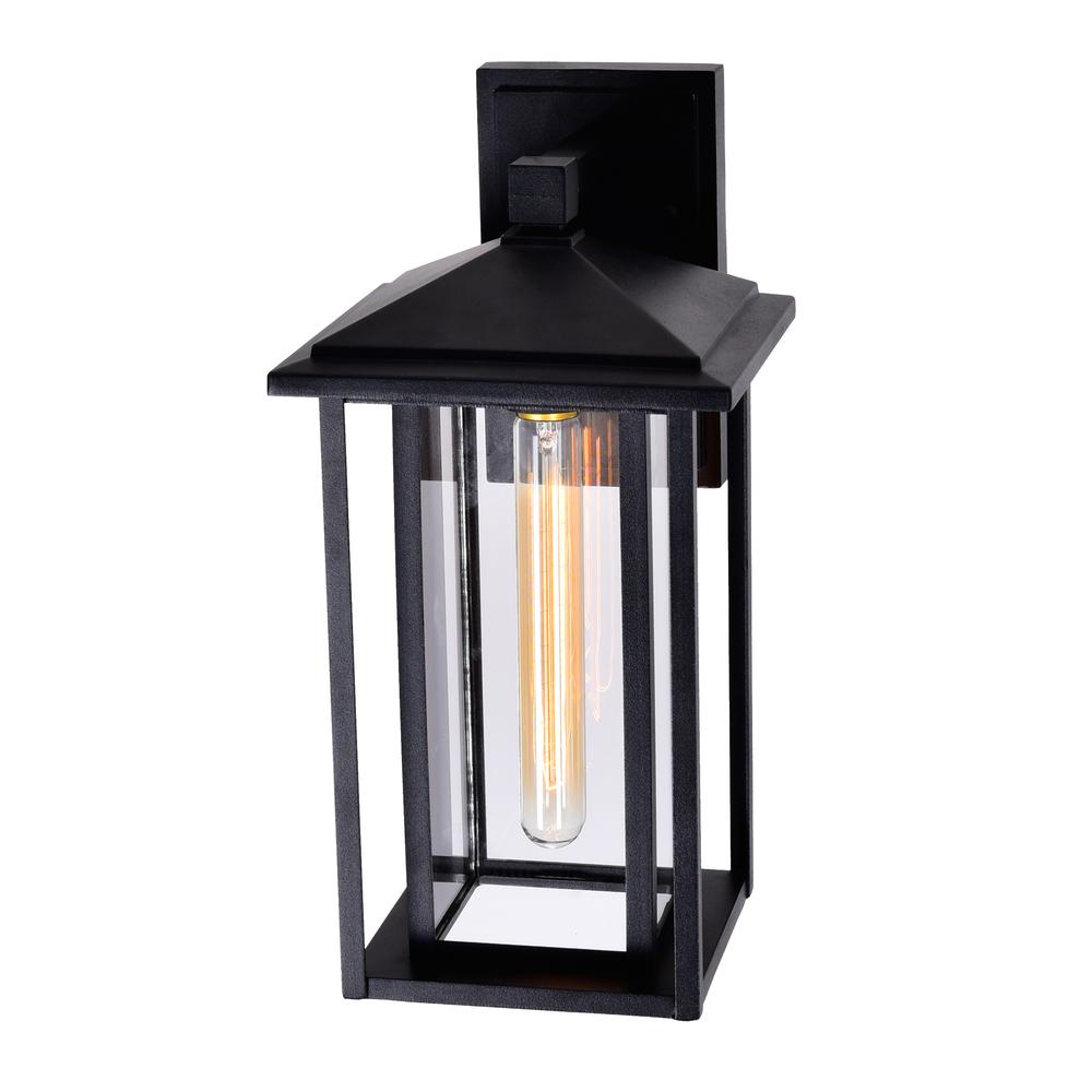 Crawford 1 Light 7in Black Outdoor Wall Light