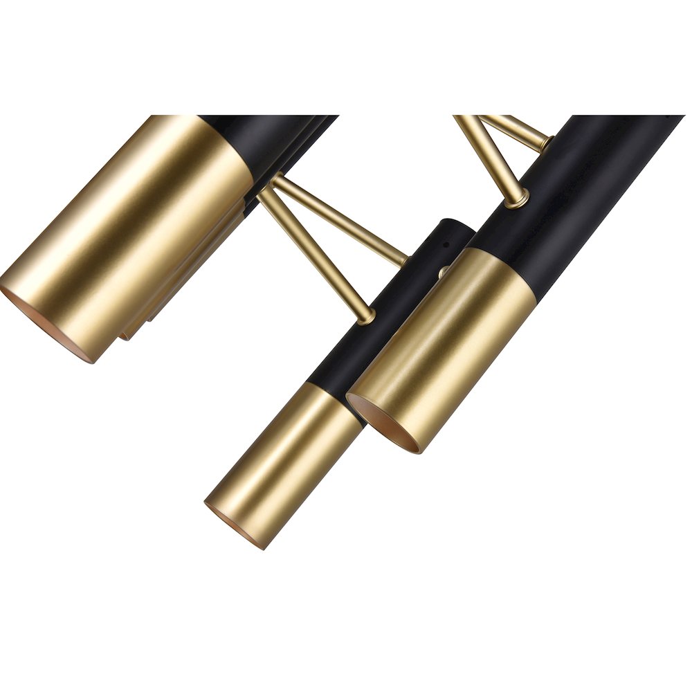 Anem 7 Light Matte Black & Satin Gold Down Chandelier