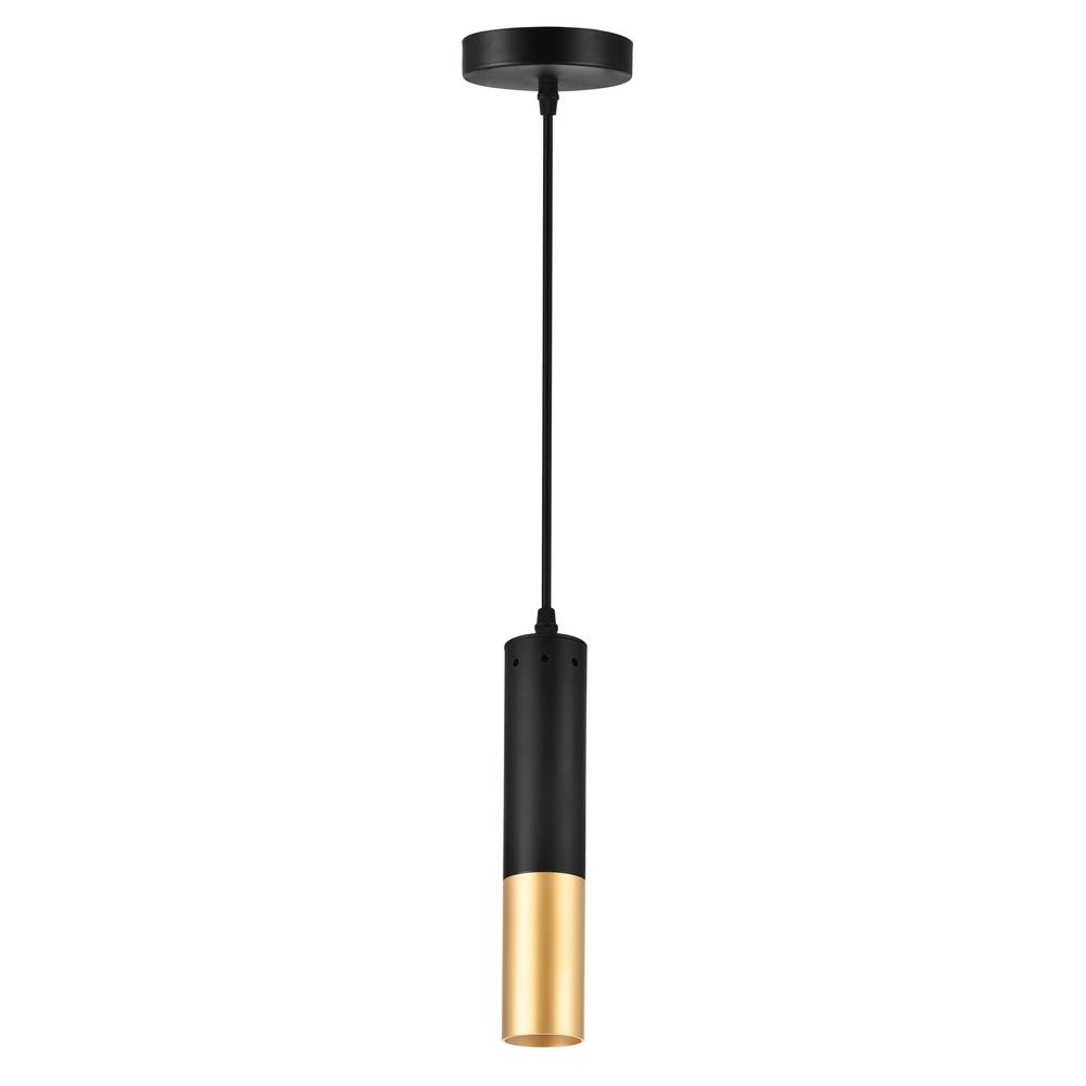Anem 1 Light Matte Black & Satin Gold Down Mini Pendant