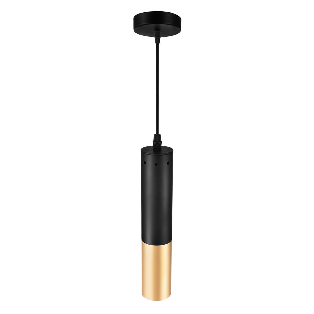 Anem 1 Light Matte Black & Satin Gold Down Mini Pendant