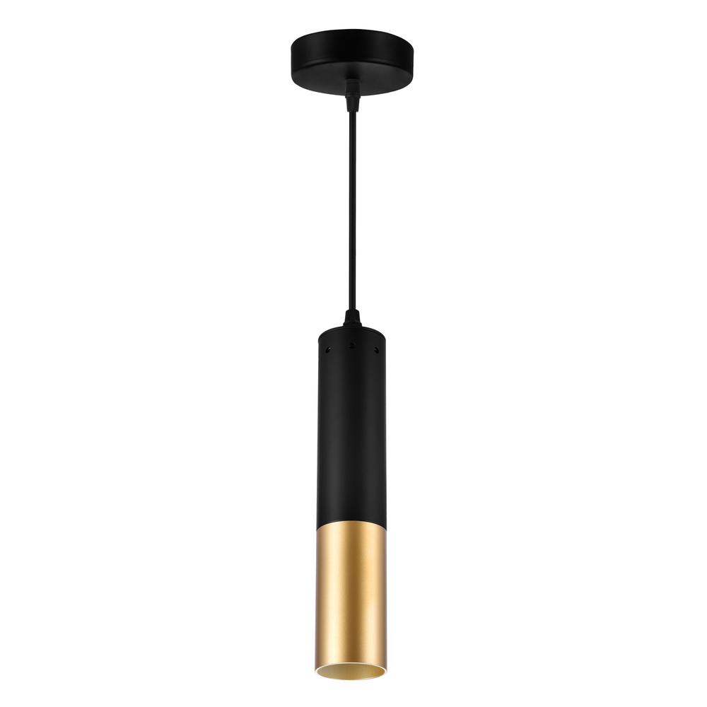 Anem 1 Light Matte Black & Satin Gold Down Mini Pendant