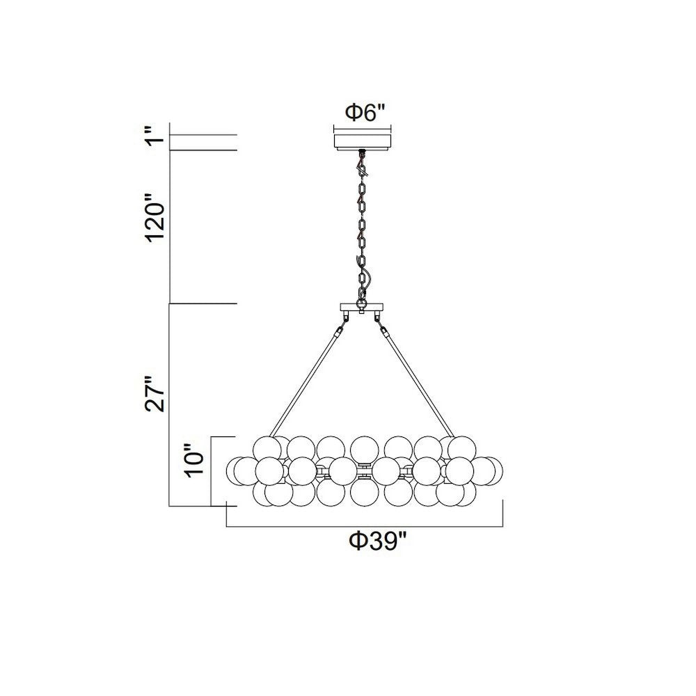 Arya 45 Light Satin Gold Chandelier