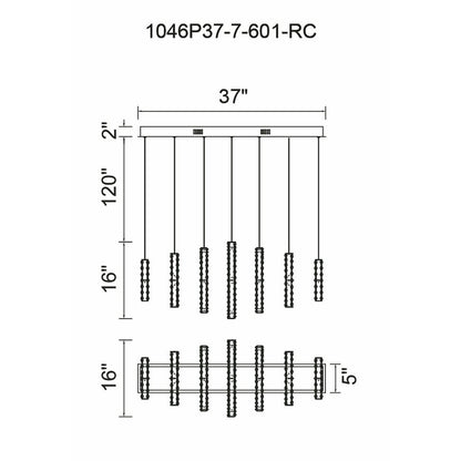 Celina Integrated LED 37in 7 Ring Chrome Chandelier