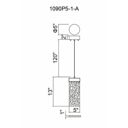 Carolina Integrated LED 5in Pewter Pendant