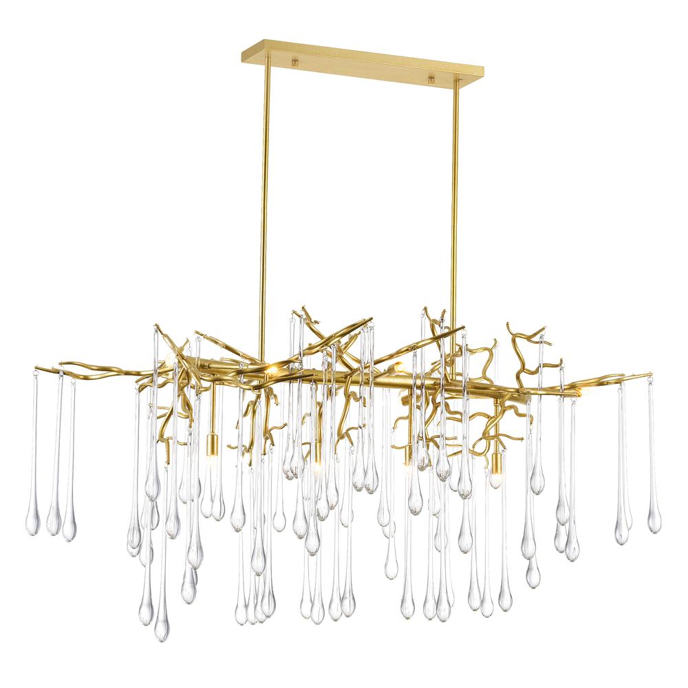 Anita 10 Light Gold Leaf Chandelier