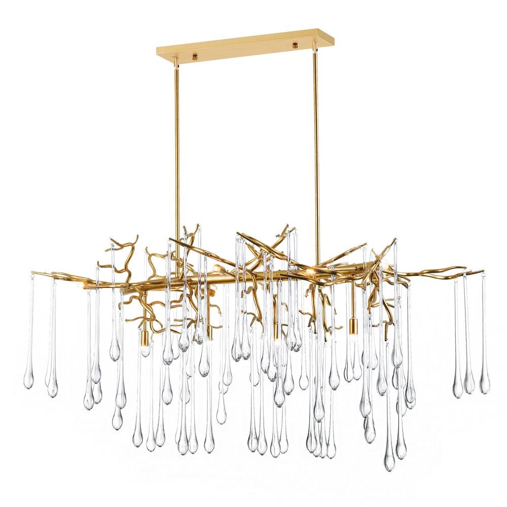 Anita 10 Light Gold Leaf Chandelier