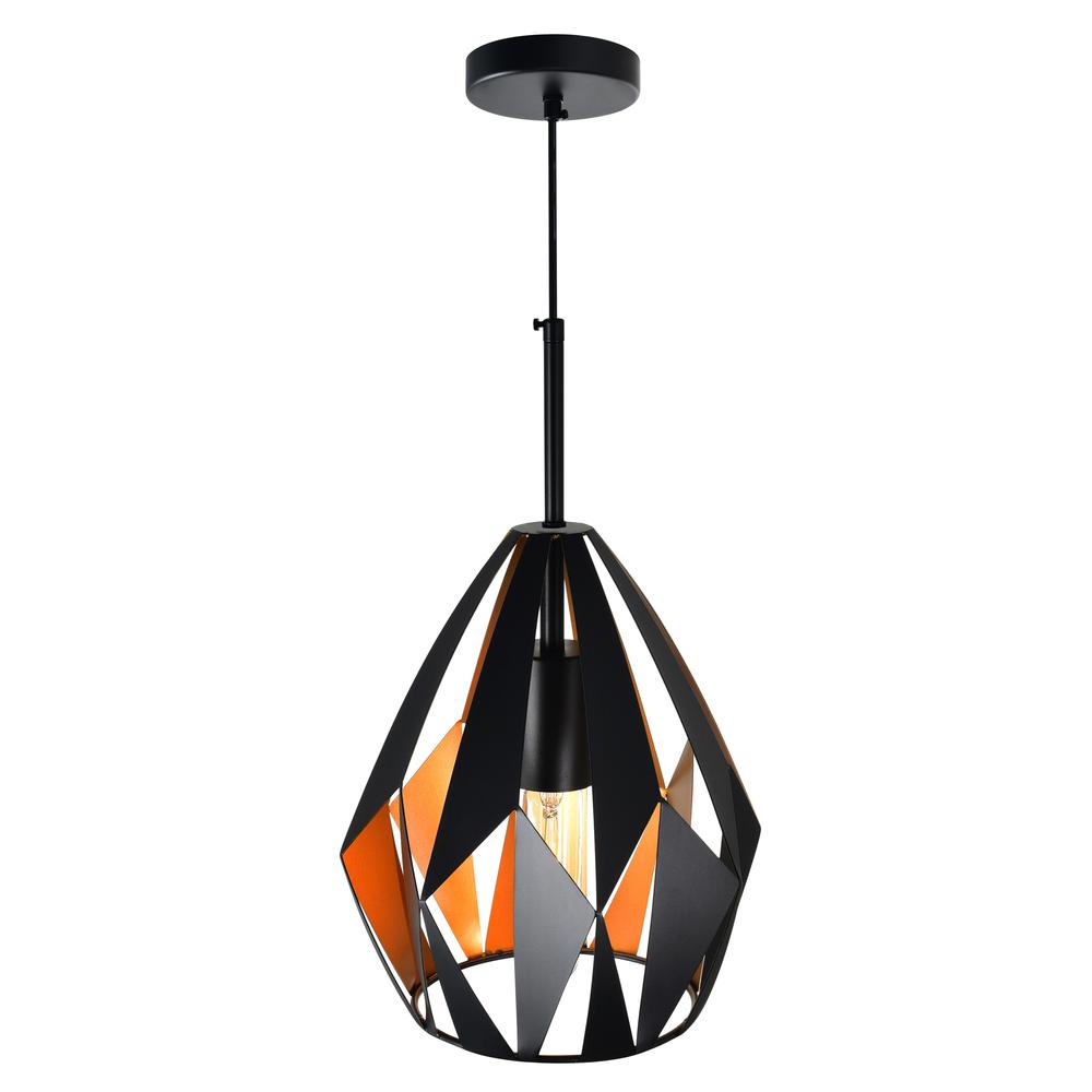 Oxide 1 Light 16in Black & Copper Down Pendant