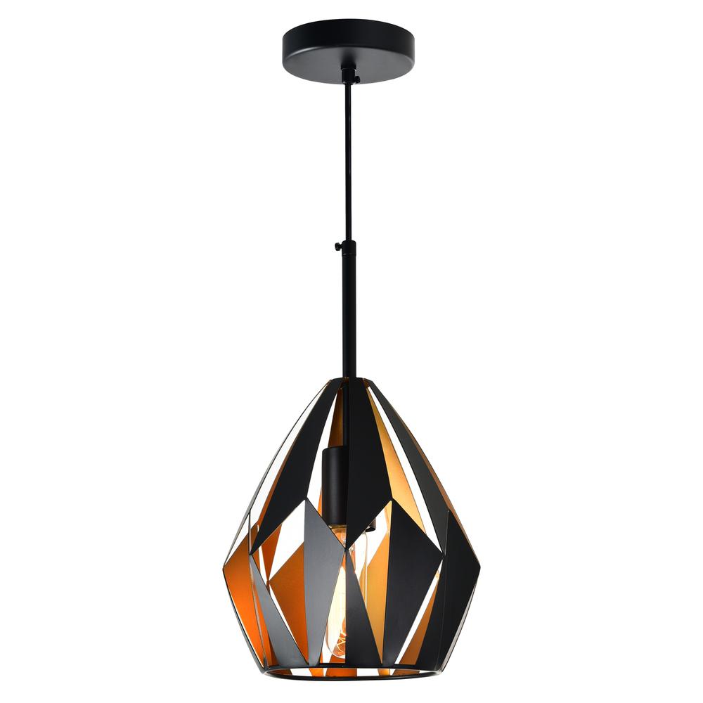 Oxide 1 Light 8in Black & Copper Down Mini Pendant