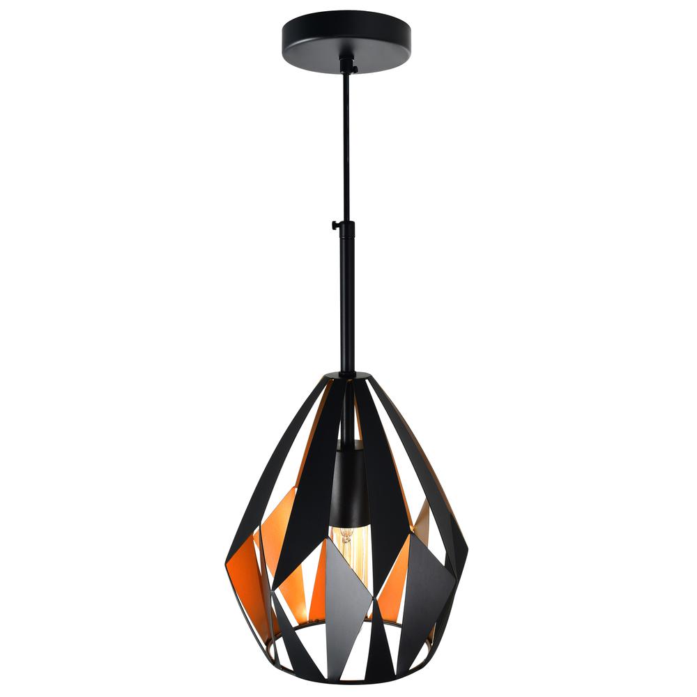 Oxide 1 Light 8in Black & Copper Down Mini Pendant