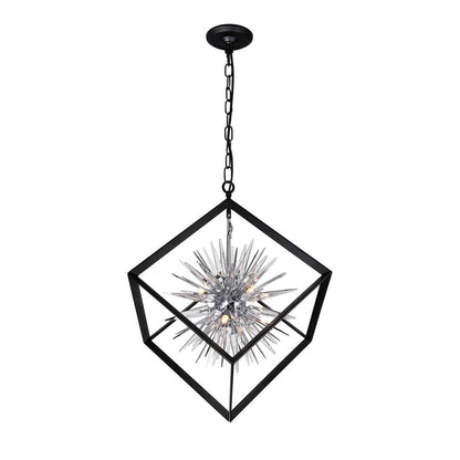 Starburst 6 Light Chrome & Black Chandelier