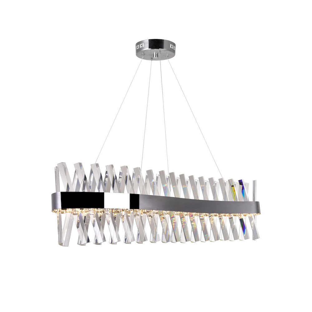 Glace Integrated LED 40in Curved Chrome Chandelier