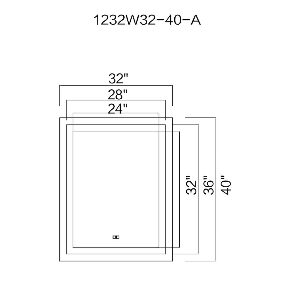 Abril Rectangular 32x40in Matte White Integrated LED Mirror