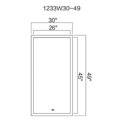 Abigail Rectangular 30x49in Matte White Integrated LED Mirror