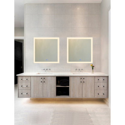 Abigail Square 36x36in Matte White Integrated LED Mirror