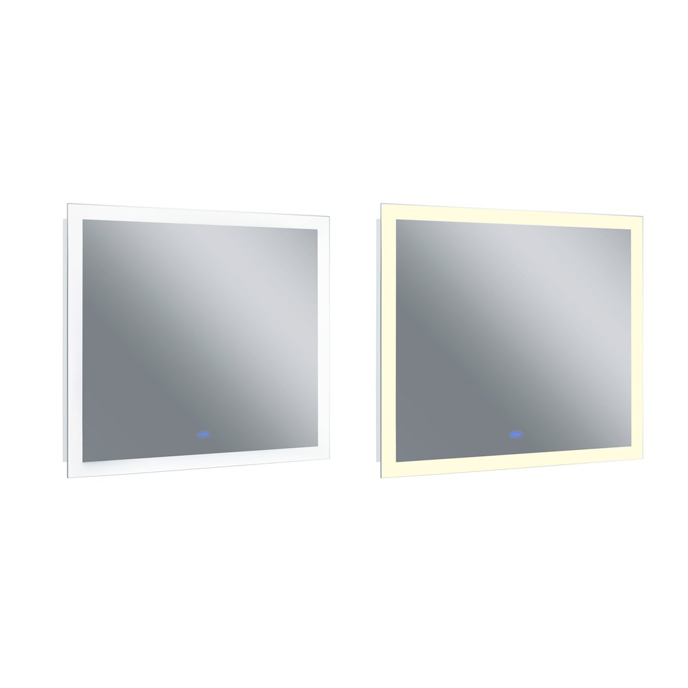 Abigail Rectangular 40x36in Matte White Integrated LED Mirror