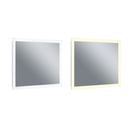 Abigail Rectangular 40x36in Matte White Integrated LED Mirror