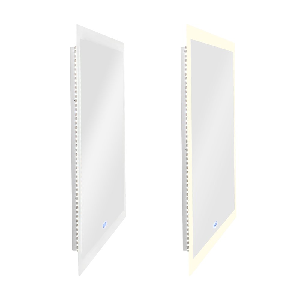 Abigail Rectangular 40x36in Matte White Integrated LED Mirror