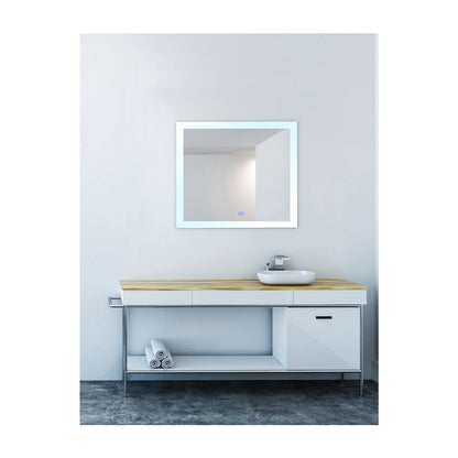 Abigail Rectangular 40x36in Matte White Integrated LED Mirror